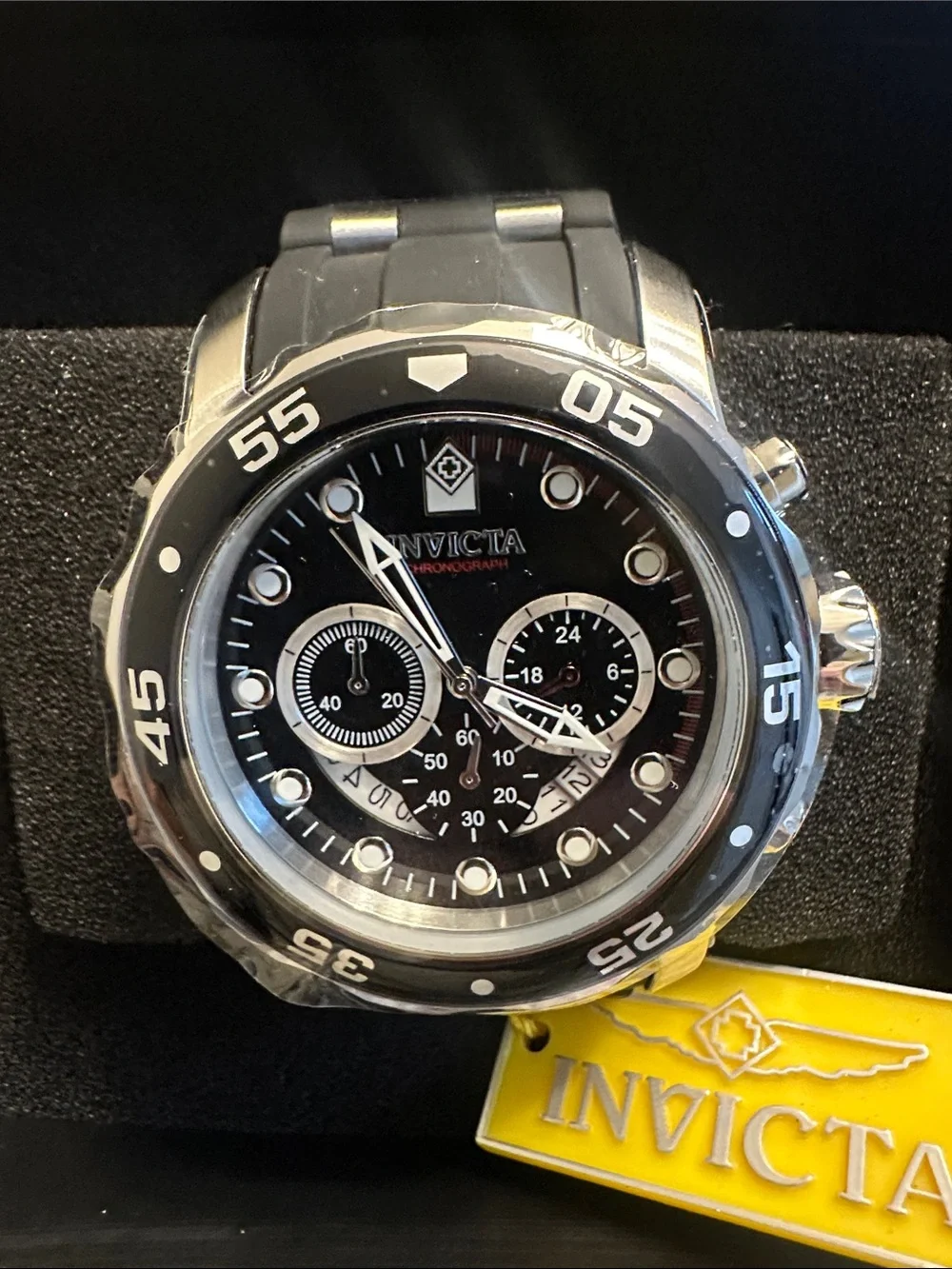 Invicta Black and Silver Chronograph Dive Watch